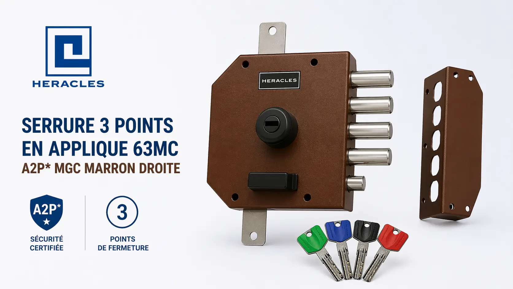 Serrure 3 points A2P en applique Héraclès