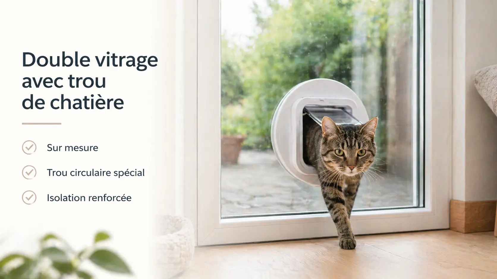 double vitrage avec trou de chatière circulaire