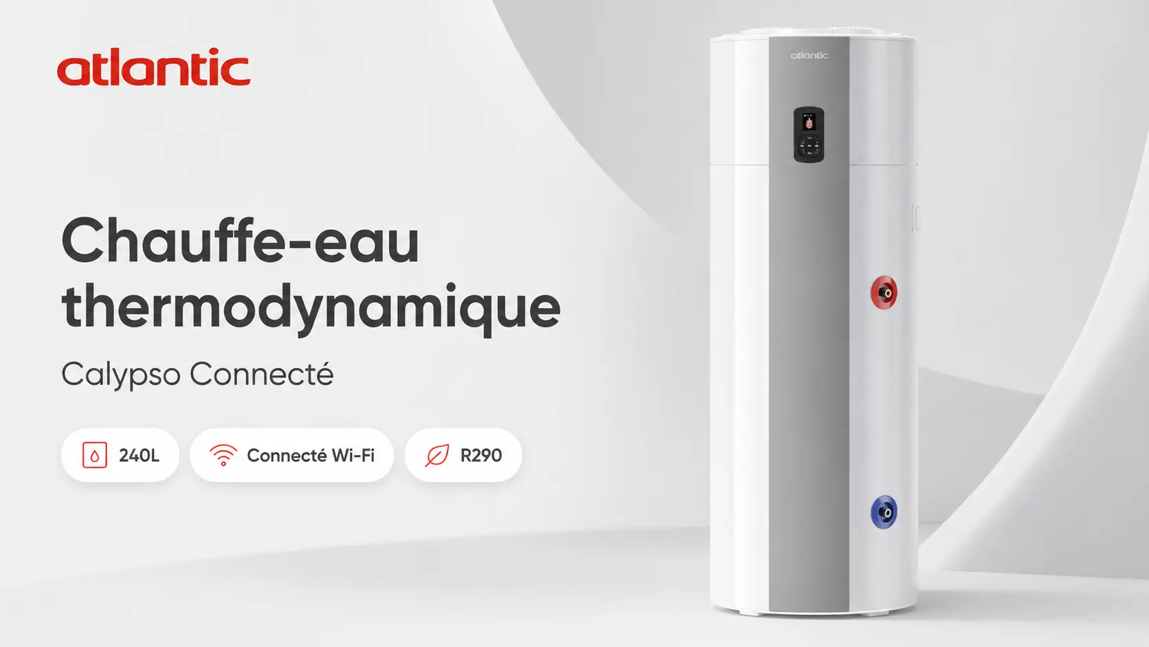 Chauffe-eau thermodynamique Calypso connecté en wifi vertical sur socle 240L