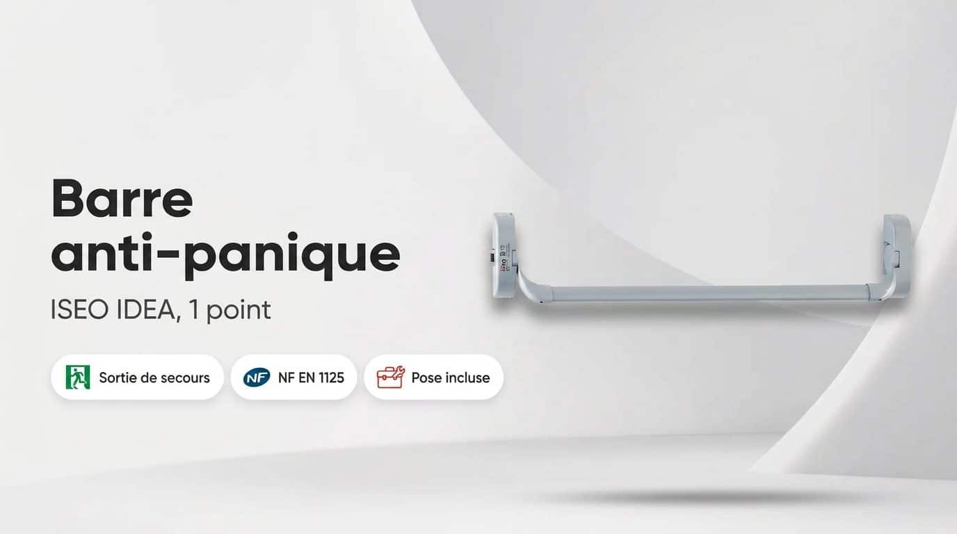 Serrure anti-panique ISEO IDEA à barre horizontale sur une porte d'issue de secours