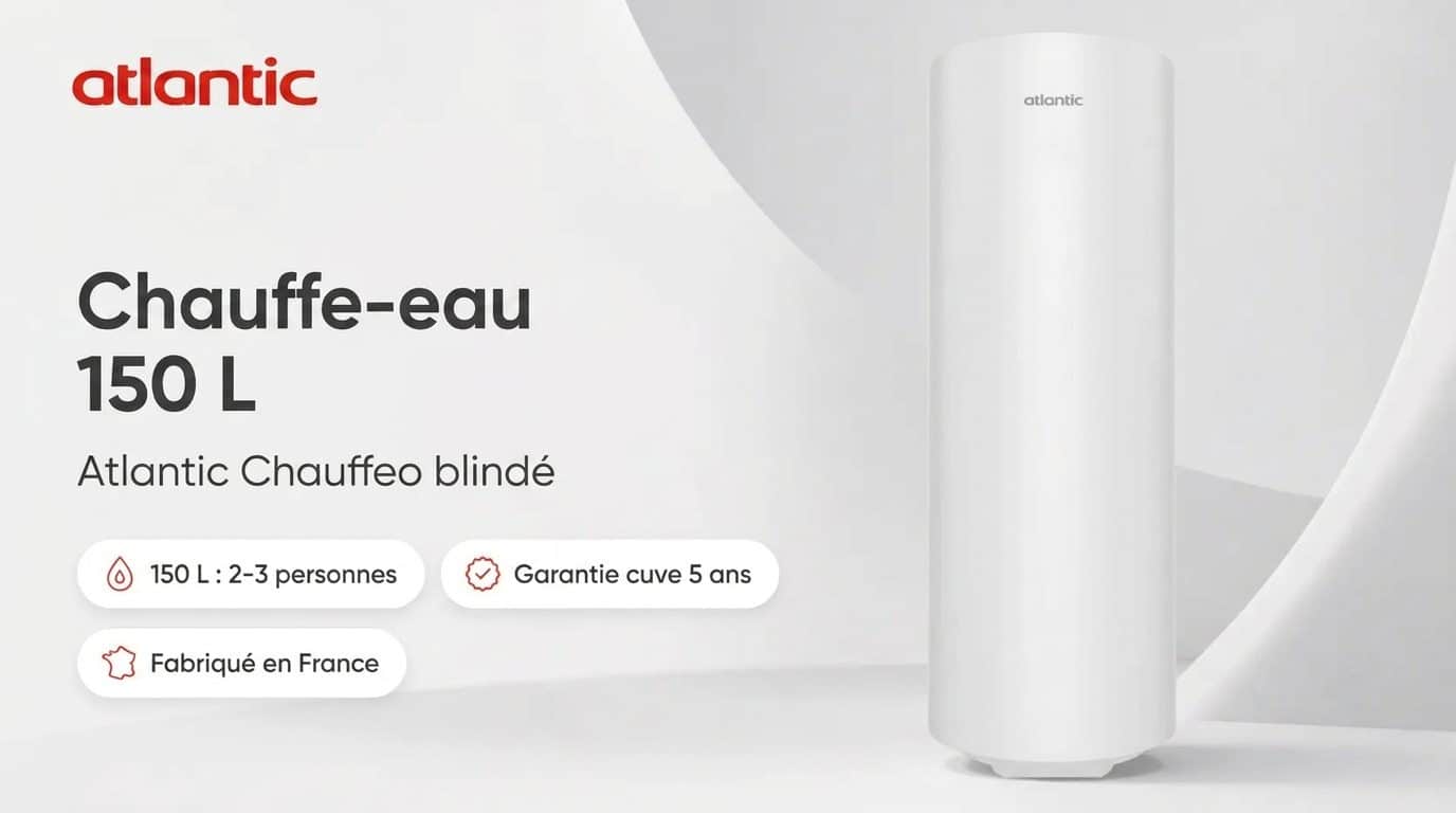 Chauffe-eau électrique 150L Atlantic Chauffeo blindé vertical mural