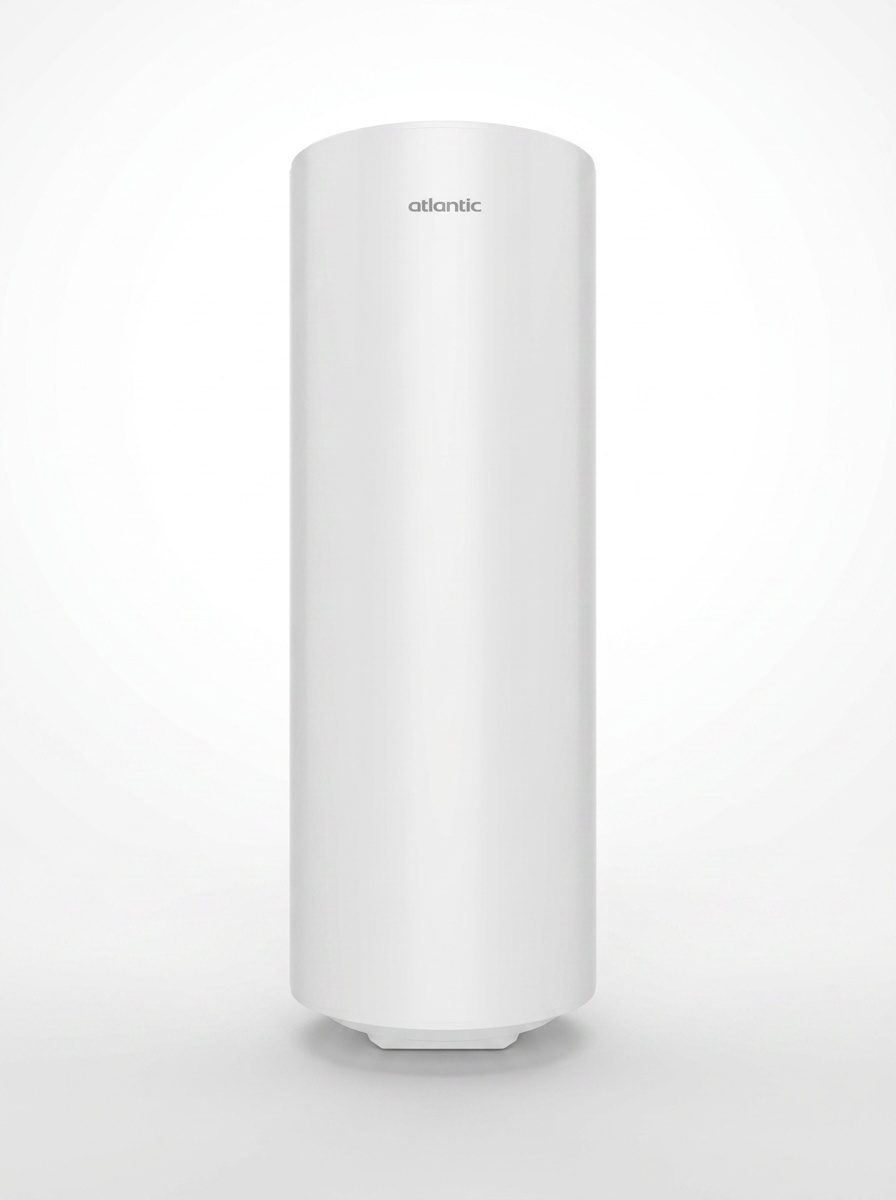 Chauffe-eau Atlantic Chaufféo 150 L blanc vu de face, piquages en partie basse
