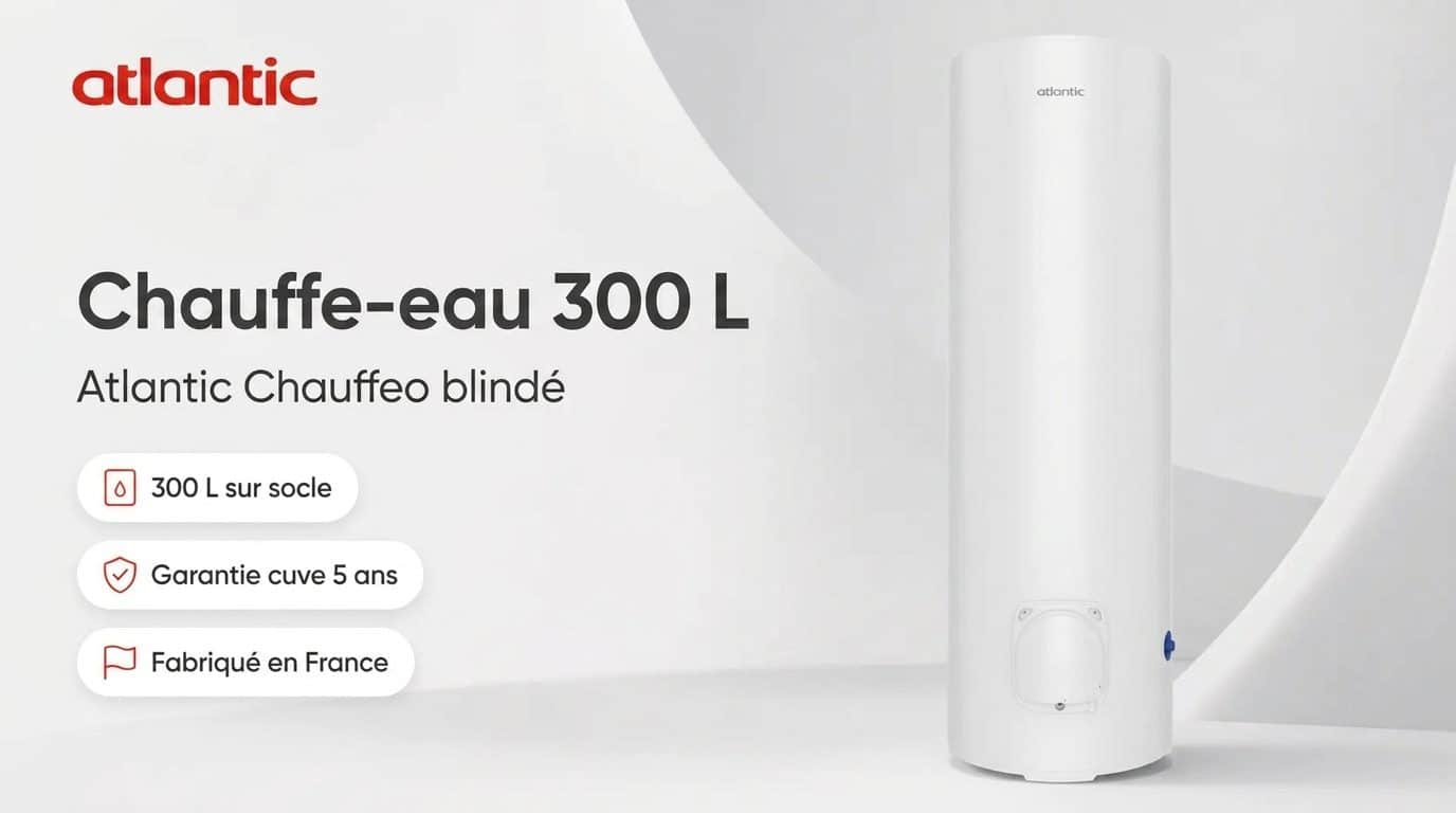 Chauffe-eau électrique 300L Atlantic Chauffeo blindé sur socle