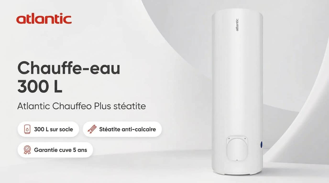Chauffe-eau électrique 300L Atlantic Chauffeo Plus stéatite sur socle