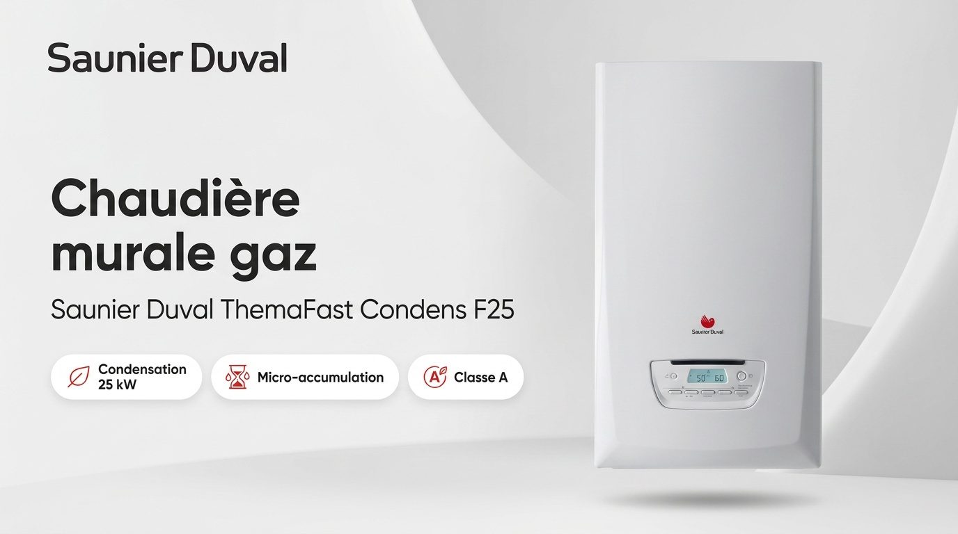 Chaudière murale gaz à condensation Saunier Duval ThemaFast Condens F25 blanche