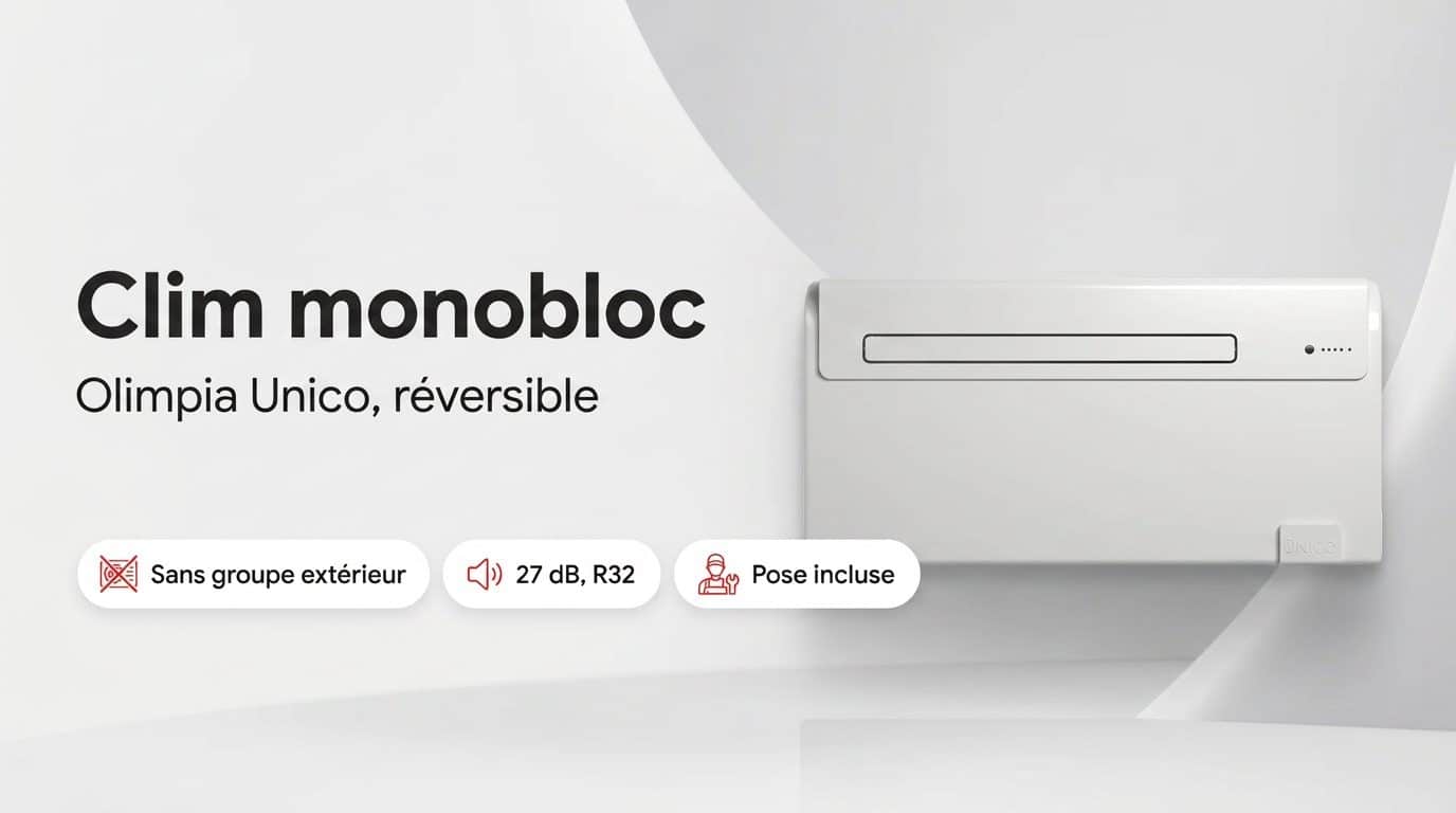 Climatiseur monobloc Olimpia Splendid Unico blanc, sans unité extérieure, vu de face
