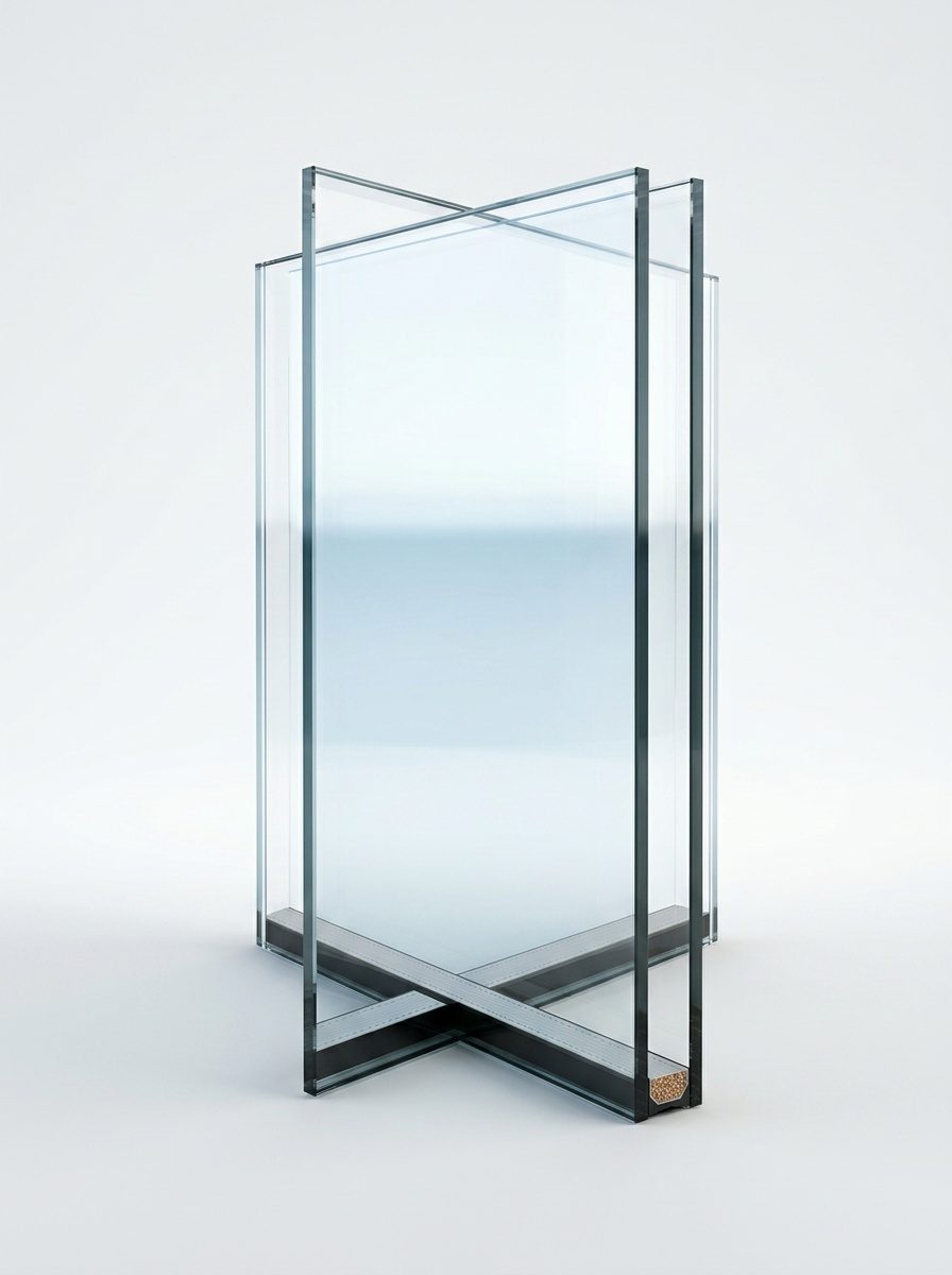 Coupe d'un double vitrage montrant les deux verres de 4 mm et l'intercalaire de la lame isolante