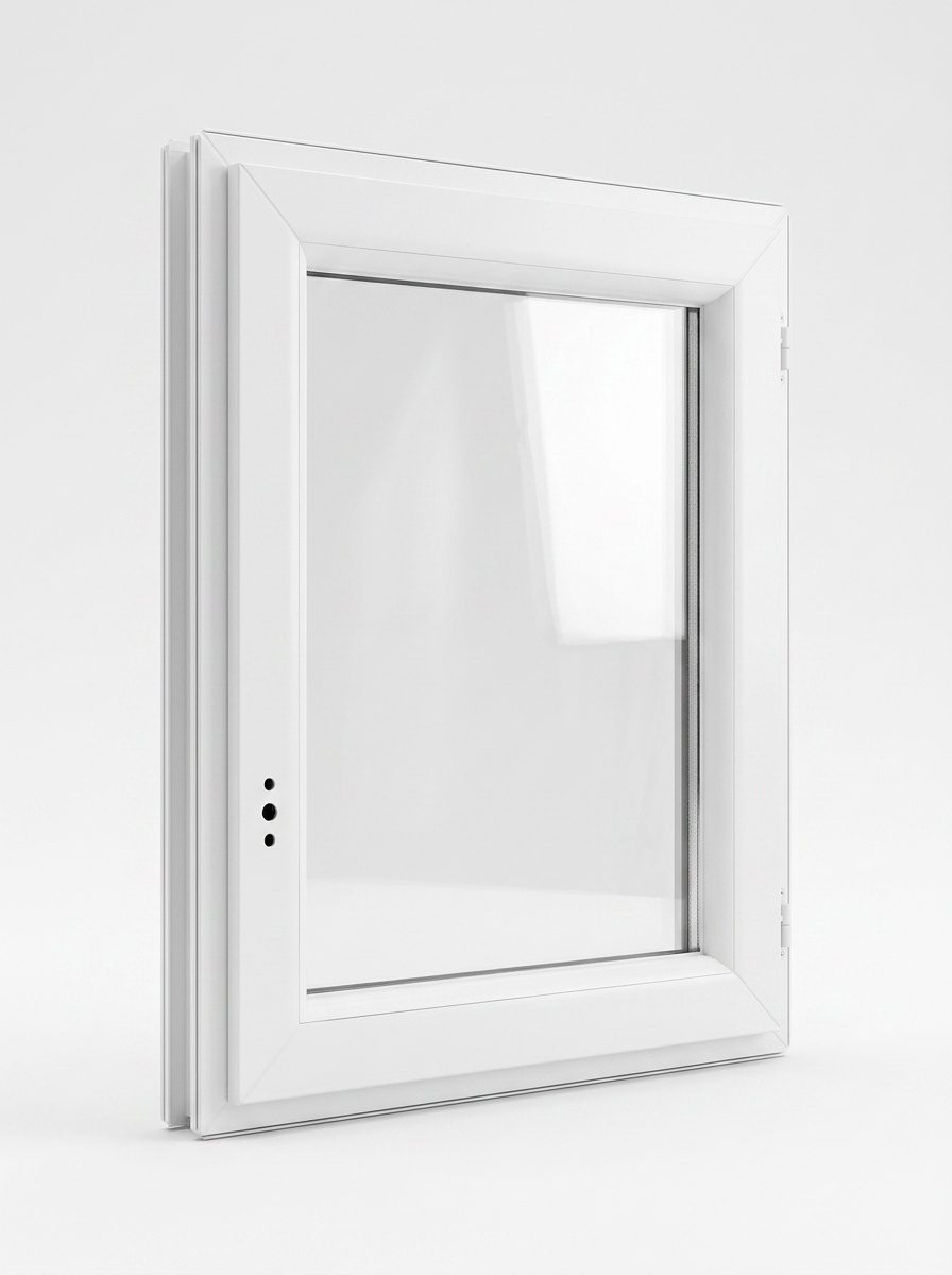 Détail d'un profilé PVC multichambres avec double vitrage 4/16/4