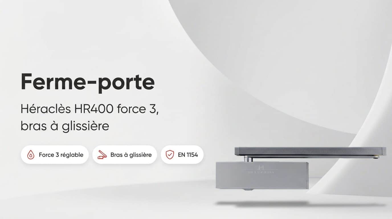 Ferme-porte Héraclès HR400 à bras à glissière installé en haut d'une porte
