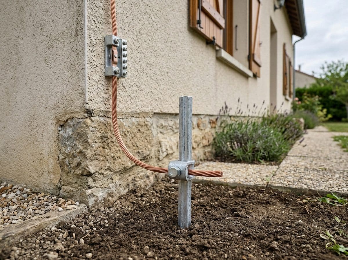Barrette de coupure de terre raccordée près du tableau électrique d'un logement