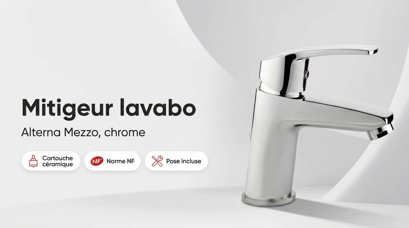 Mitigeur lavabo Alterna Mezzo 3 C2 chromé avec son vidage ABS et ses flexibles d’alimentation