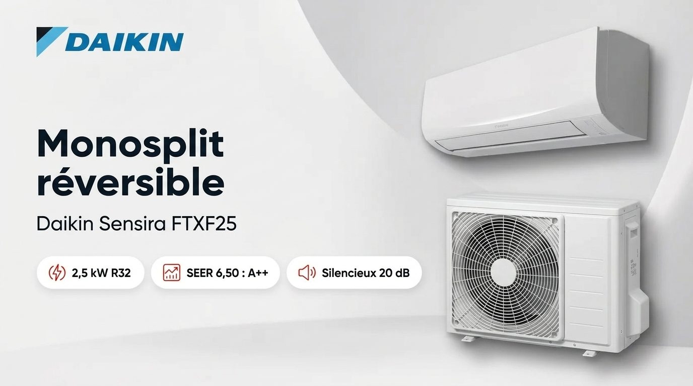 Monosplit réversible Daikin Sensira FTXF25 unité intérieure murale blanche