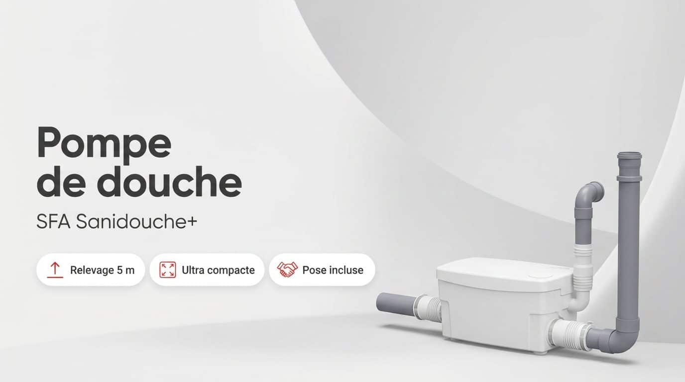 Pompe de relevage de douche SFA Sanidouche+ compacte avec ses raccords