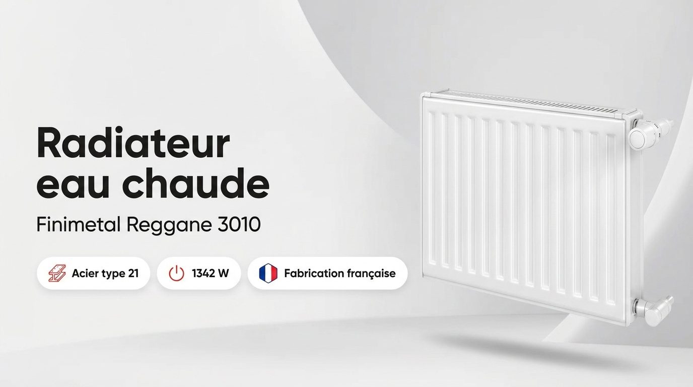 Radiateur eau chaude Finimetal Reggane 3010 Compact type 21 blanc, 900 x 720 mm