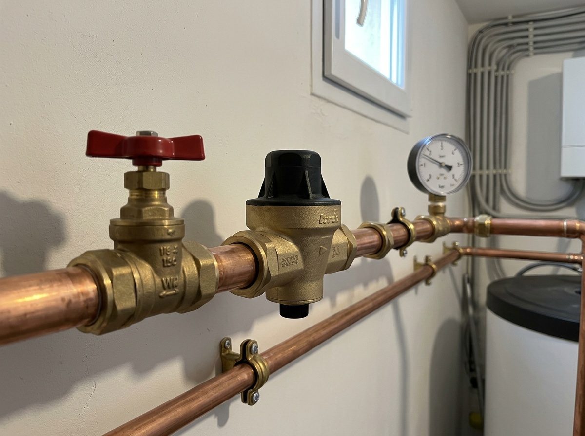 Réducteur de pression installé sur l'arrivée d'eau après le compteur