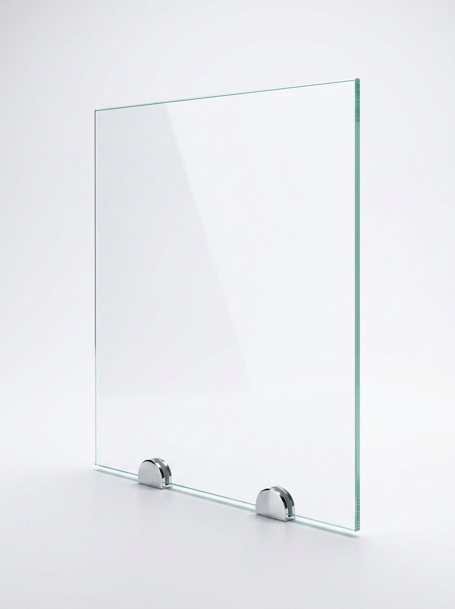 Feuille de verre float clair vue de profil, bord poli