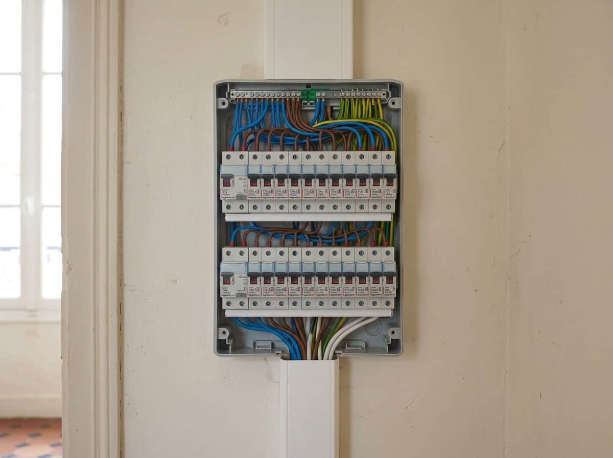 Tableau électrique Drivia installé au mur dans un logement