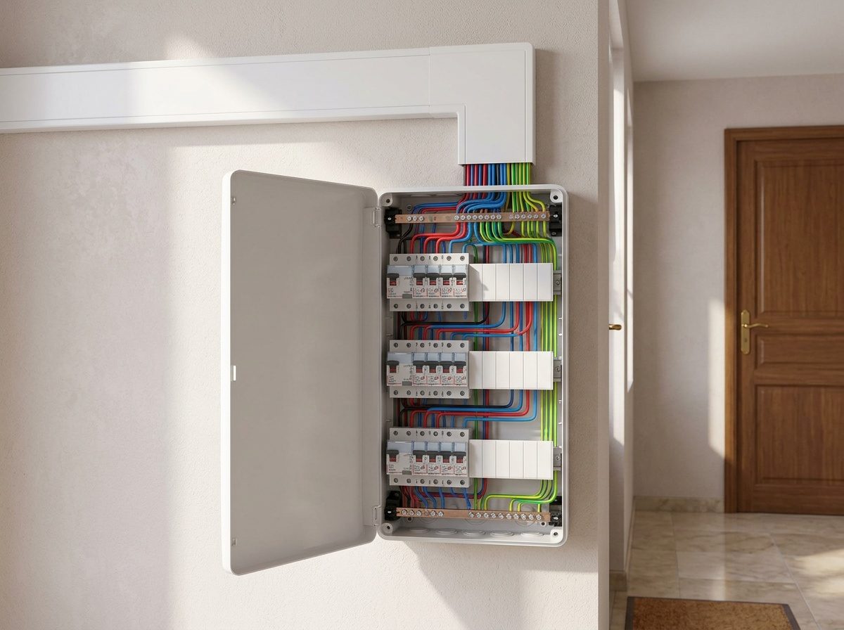 Tableau électrique Drivia installé dans un logement, circuits repérés