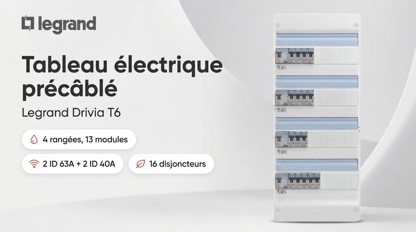 Tableau électrique précâblé Legrand Drivia T6 blanc, 4 rangées