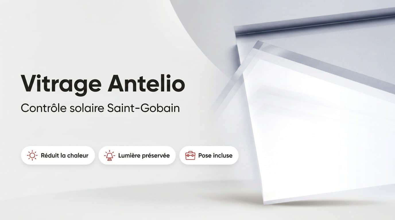 Vitrage de contrôle solaire Antelio à couche réfléchissante posé sur une grande baie vitrée