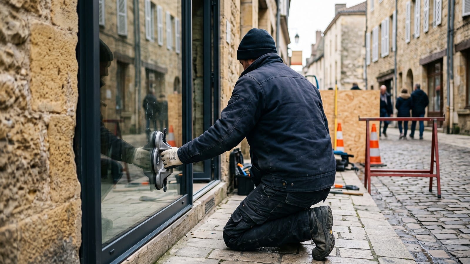 Remplacement de vitrine de magasin : urgence, normes ERP, prix