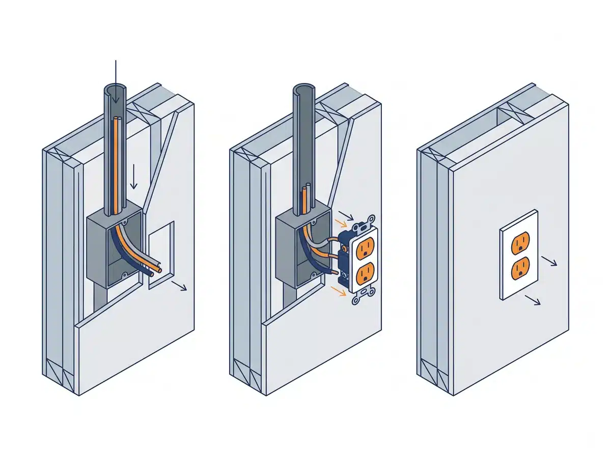 Schéma technique : l'ajout de prises électriques par un électricien à Aniche
