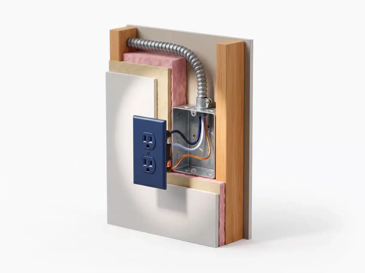 Illustration 3D : l'ajout de prises électriques par un électricien à Carquefou
