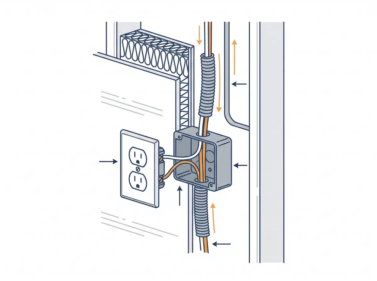 Schéma technique : l'ajout de prises électriques par un électricien à Eysines