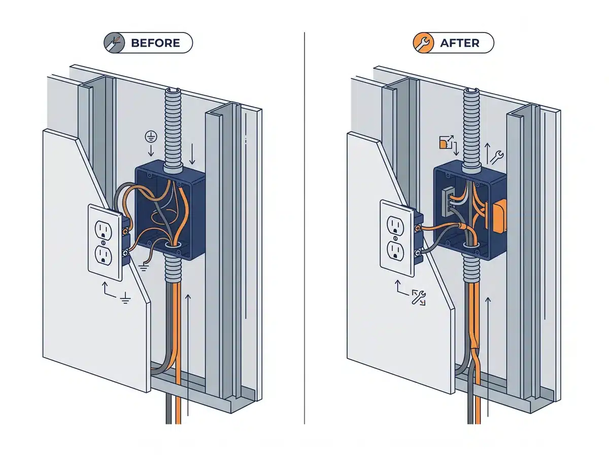Schéma technique : l'ajout de prises électriques par un électricien à Ronchin