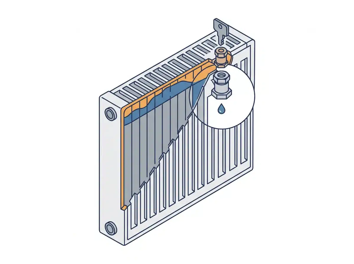Schéma technique : la purge d'un radiateur par un chauffagiste à Lyon 5e