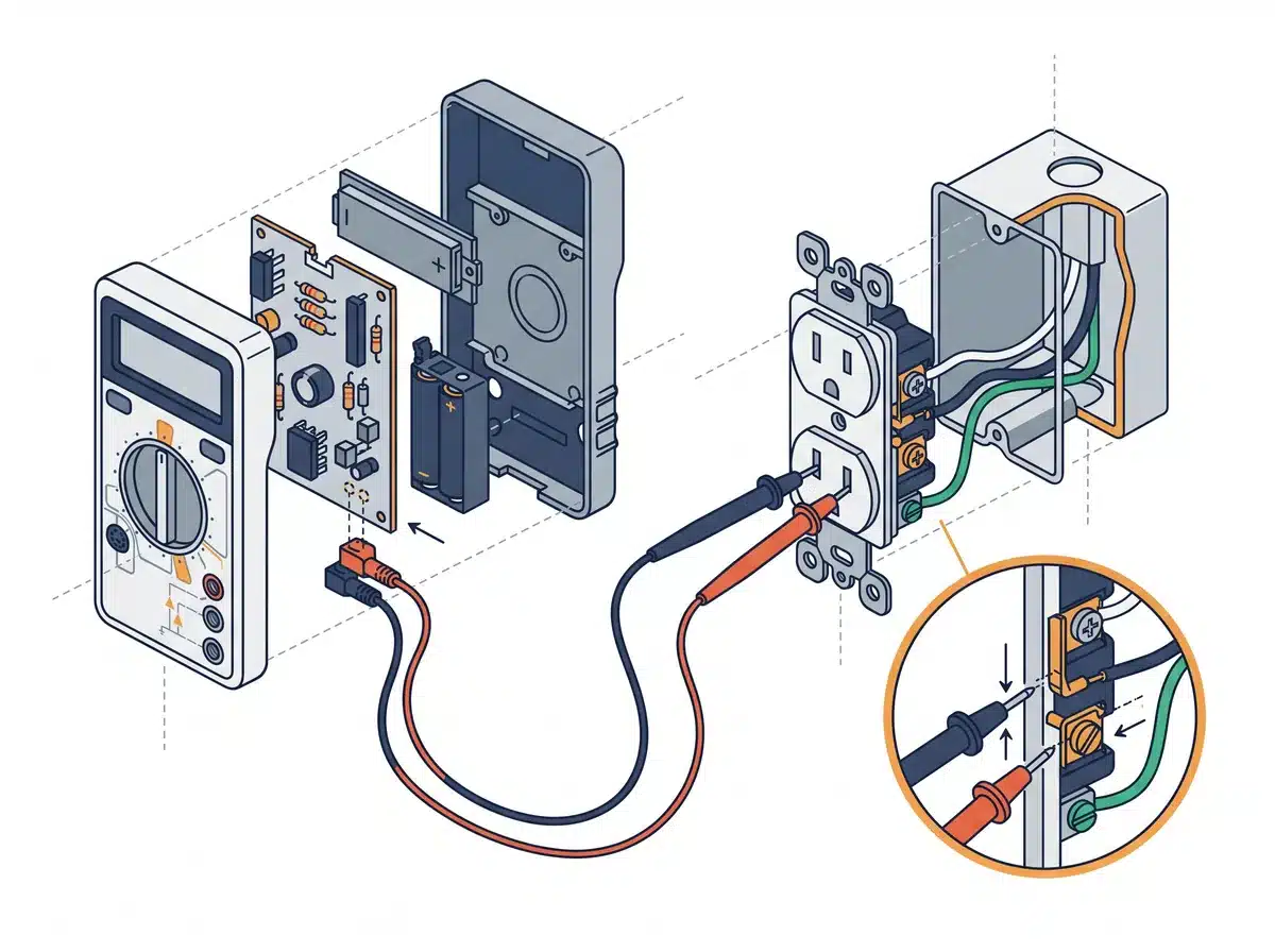 Schéma technique : la recherche de panne électrique par un électricien à Reze