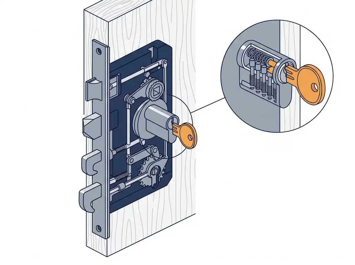 Schéma technique : une serrure multipoints par un serrurier à Marseille 13e