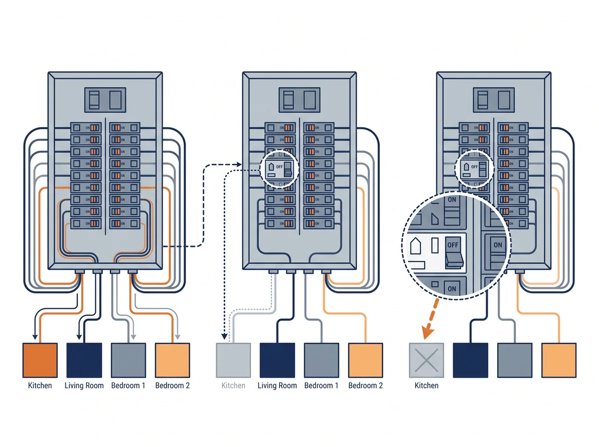 Schéma technique : la mise aux normes d'un tableau électrique par un électricien à Biganos