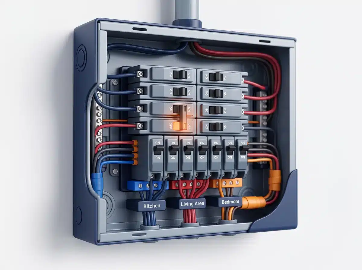 Illustration 3D : la mise aux normes d'un tableau électrique par un électricien à Lormont