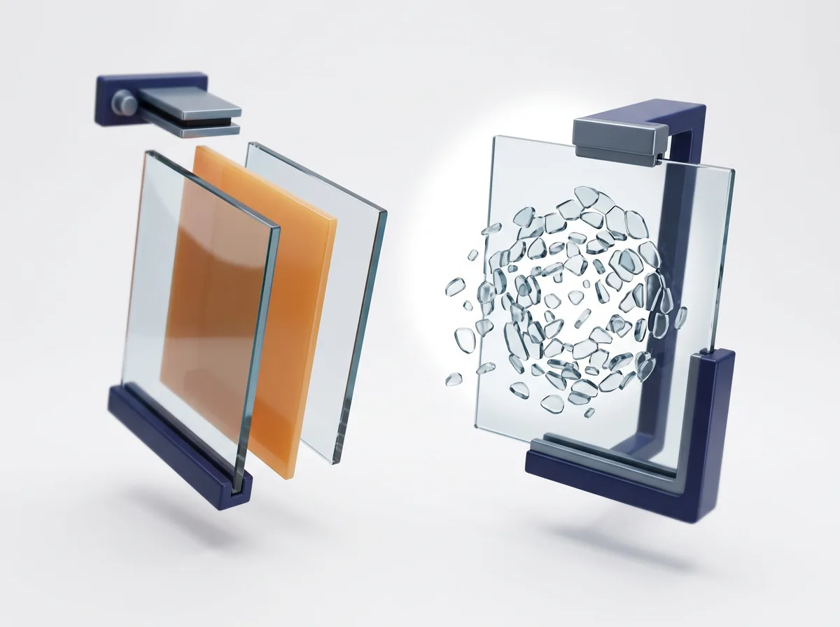 Illustration 3D : le choix d'un vitrage de sécurité par un vitrier à Sin Le Noble