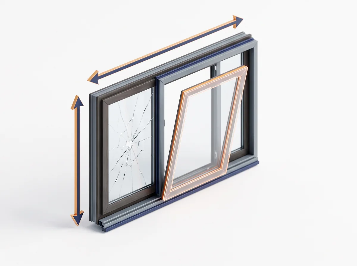 Illustration 3D : le remplacement d'une vitre cassée par un vitrier à Blagnac