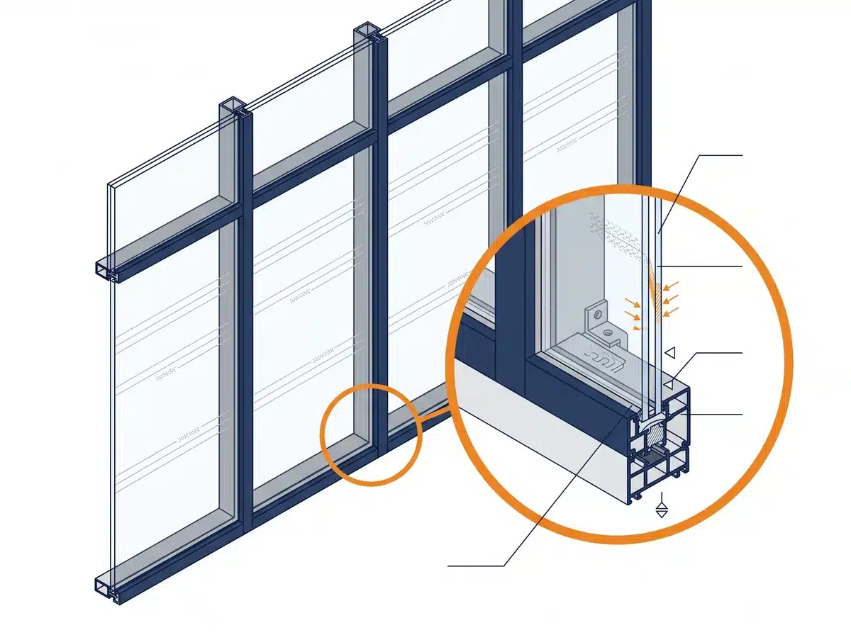 Schéma technique : le remplacement d'une vitrine de magasin par un vitrier à Lyon 7e