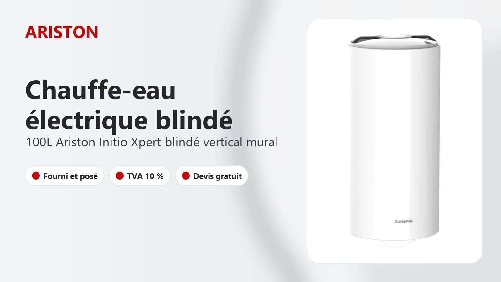 Chauffe-eau électrique Ariston Initio Xpert 100 L vertical mural