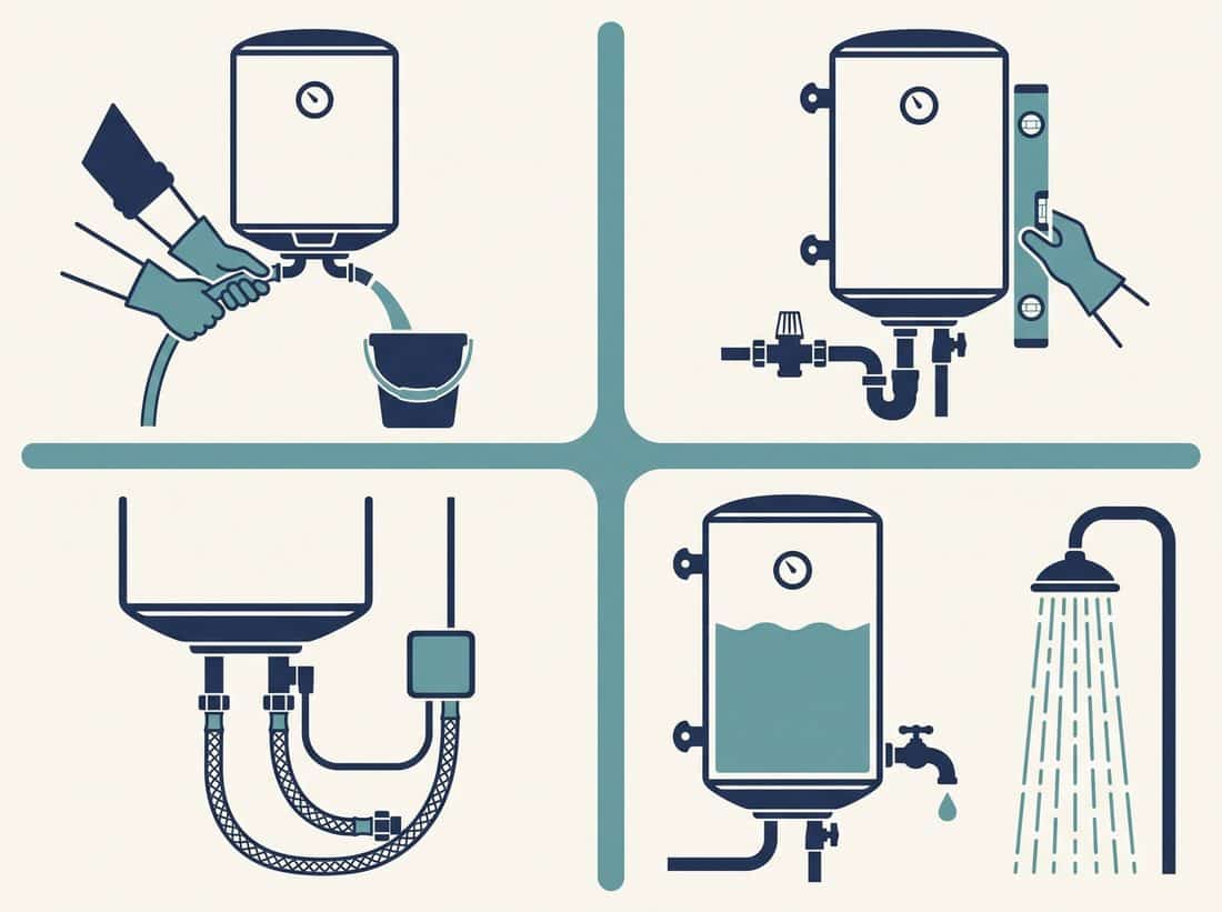 Quatre étapes du remplacement d'un chauffe-eau électrique