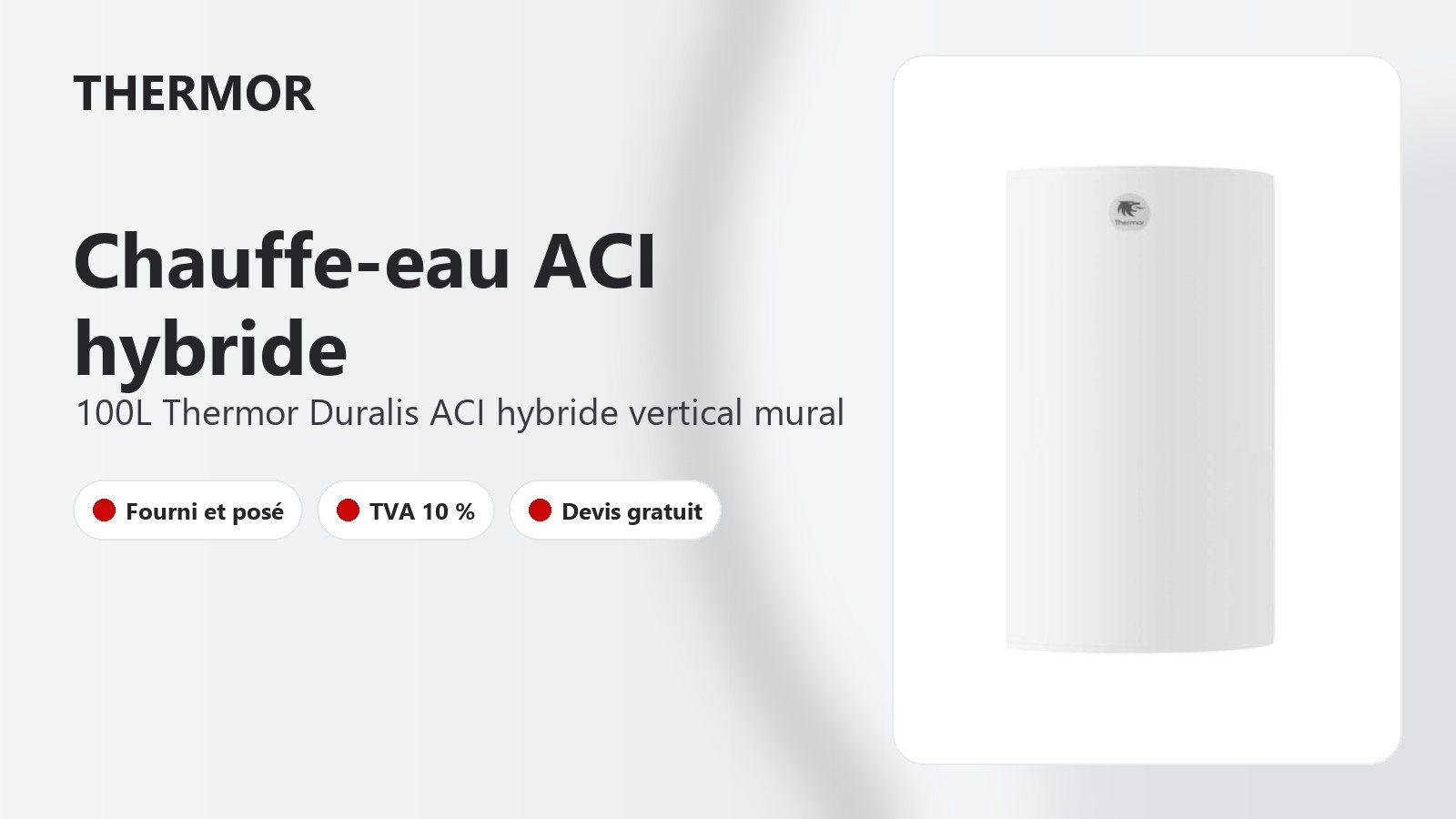 Chauffe-eau Thermor Duralis 100 L vertical mural fourni et posé