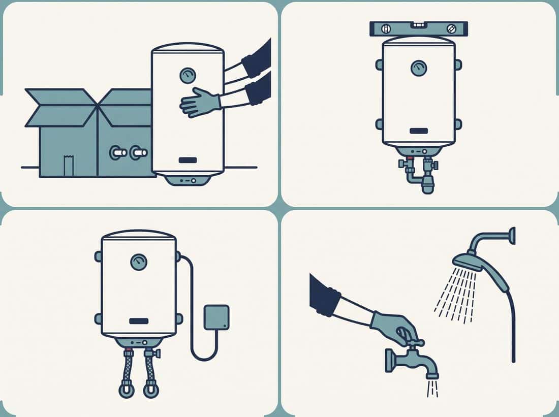 Quatre étapes du remplacement d'un chauffe-eau électrique mural