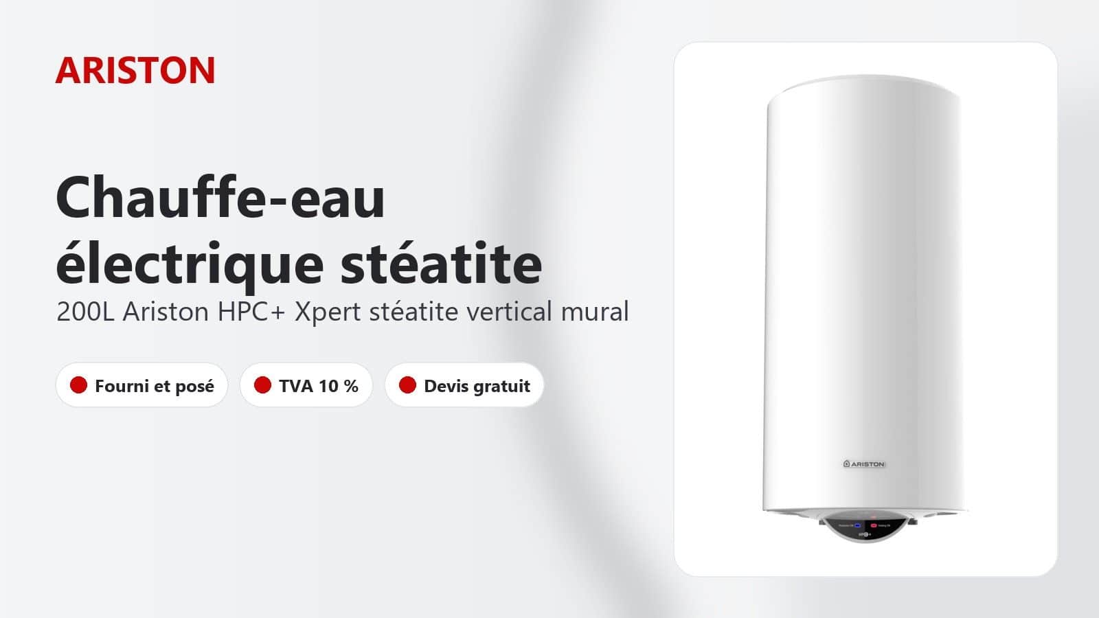 Chauffe-eau électrique Ariston HPC+ Xpert 200 L vertical mural