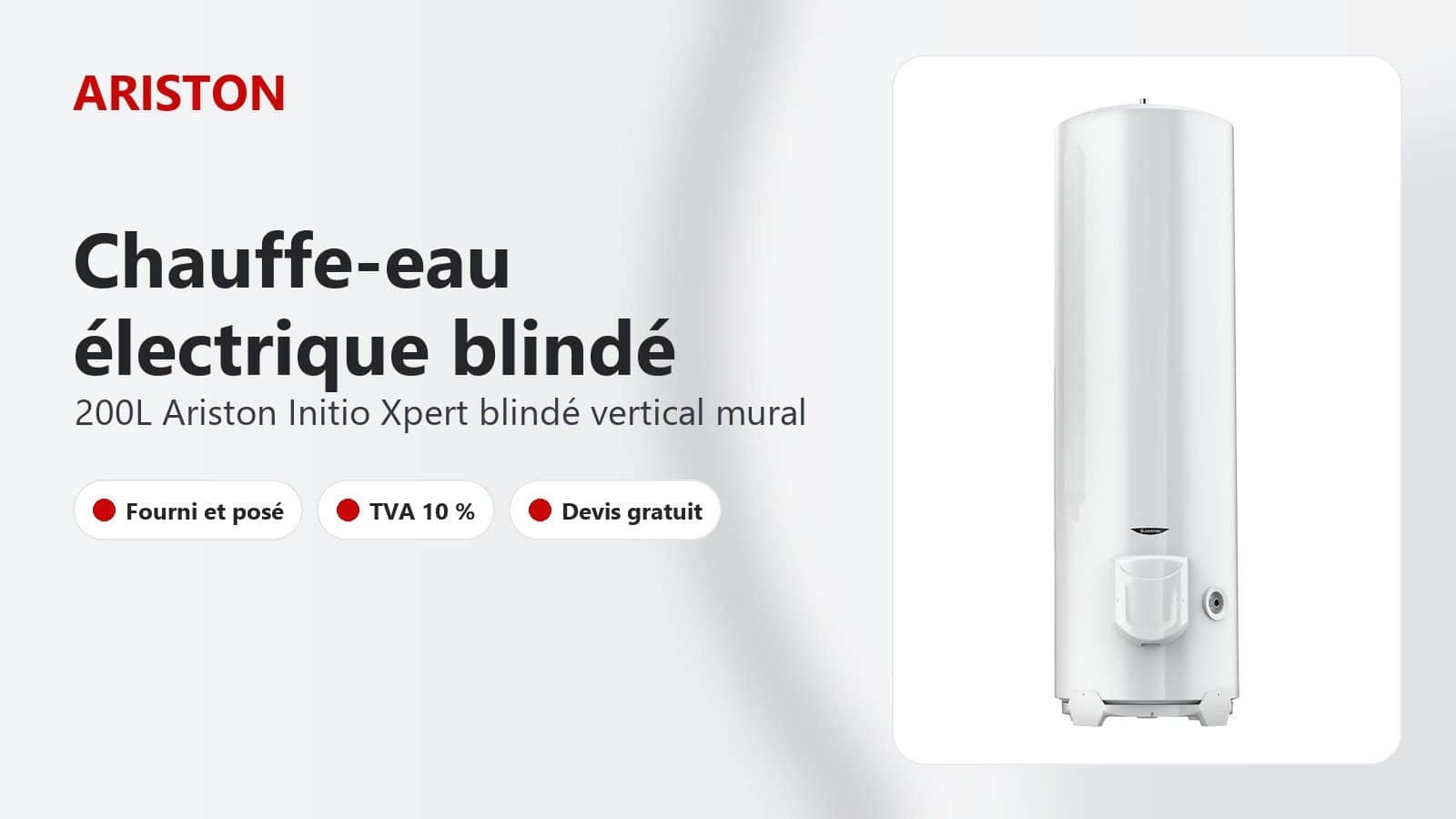 Chauffe-eau électrique Ariston Initio Xpert 200 L vertical mural