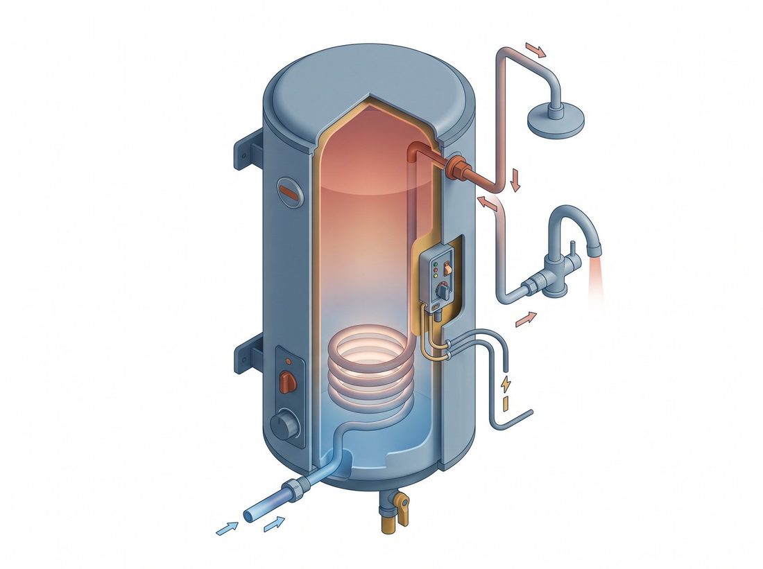 Coupe d'un chauffe-eau électrique à accumulation avec résistance blindée