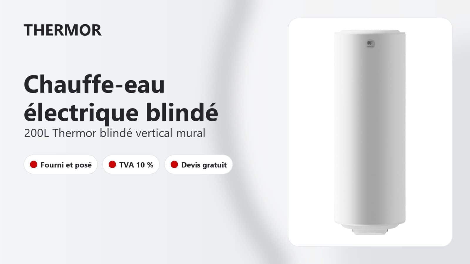 Chauffe-eau électrique Thermor blindé 200 L vertical mural
