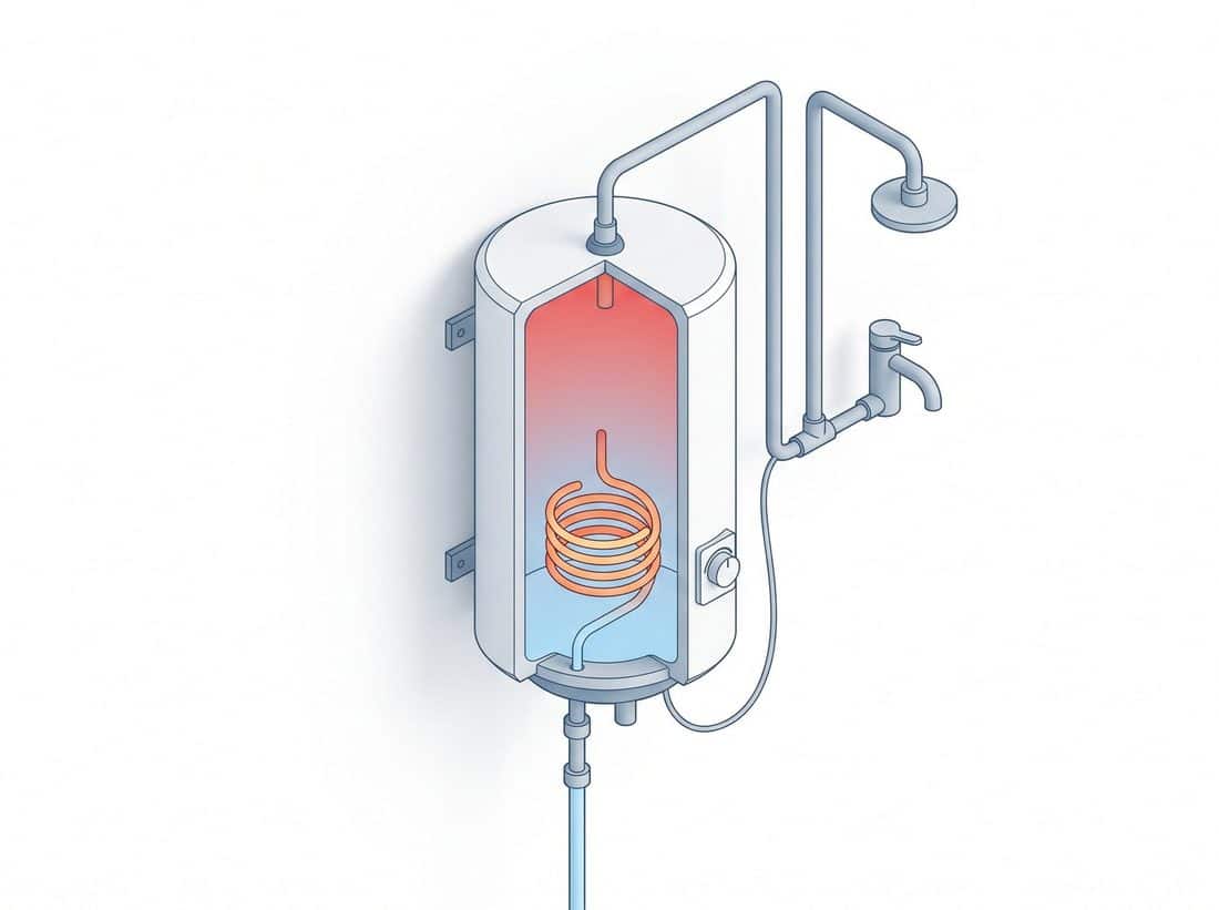 Coupe d'un chauffe-eau à accumulation Thermor avec résistance blindée