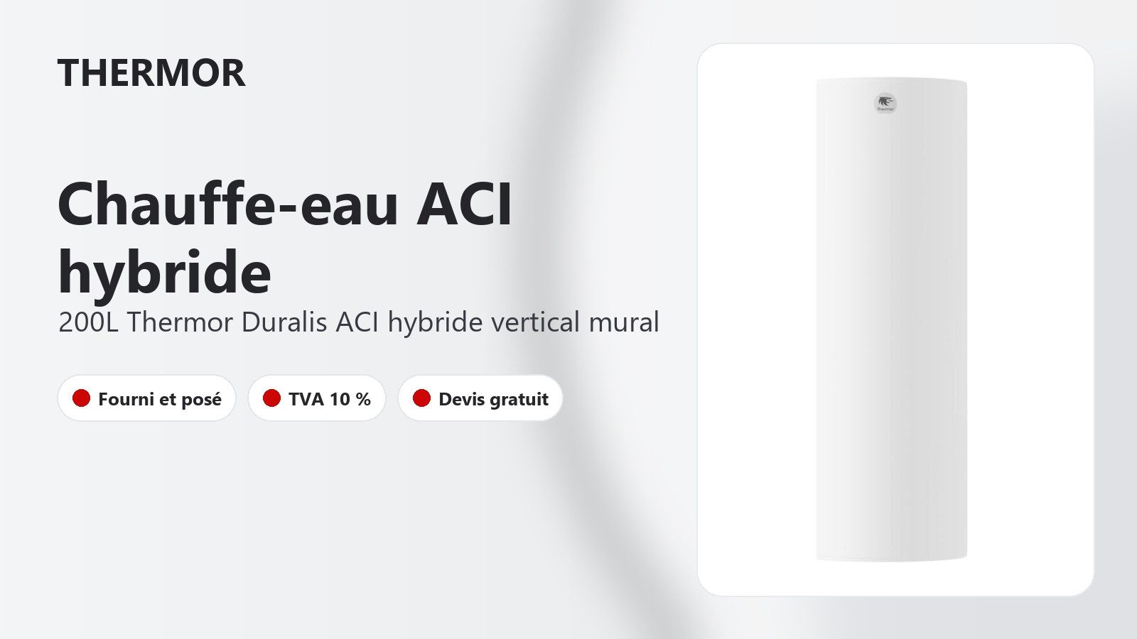 Chauffe-eau électrique 200L Thermor Duralis ACI hybride vertical mural