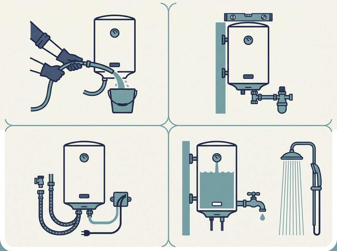 Quatre étapes du remplacement d'un chauffe-eau électrique