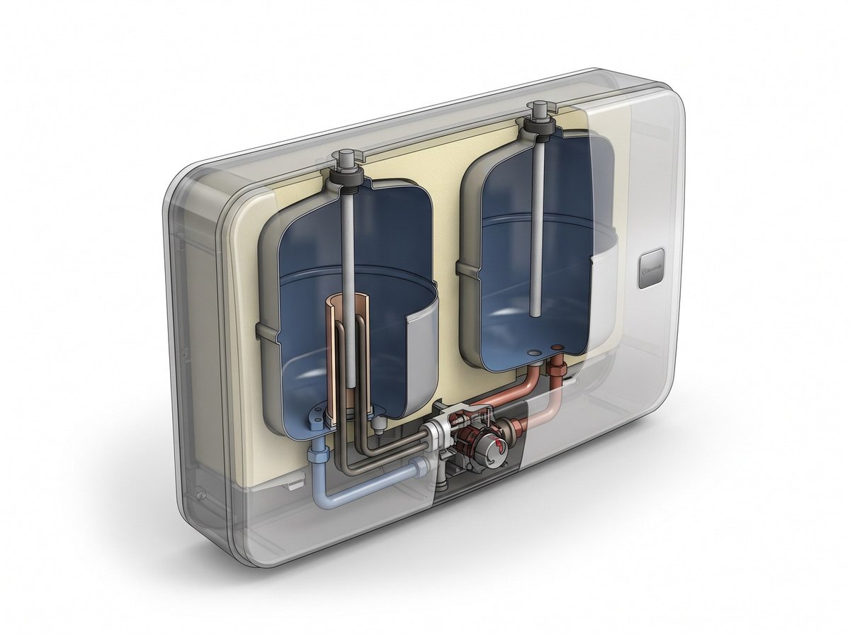 Illustration en coupe d'un chauffe-eau électrique Ariston Velis Pro montrant la cuve, la résistance, l'anode et les raccordements