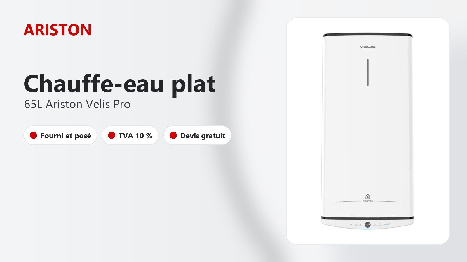 Chauffe-eau électrique plat 65L Ariston Velis Pro